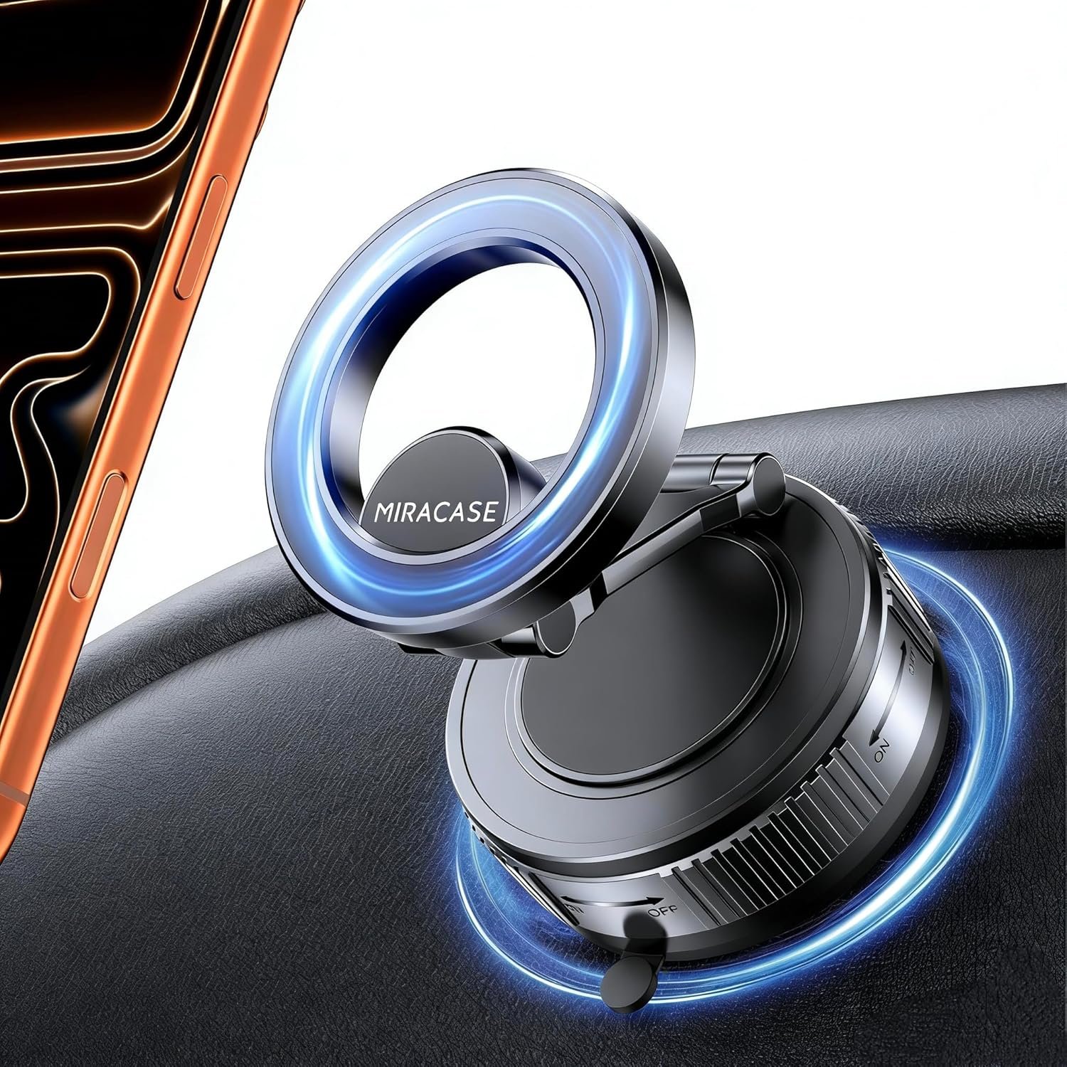 Succion Ultra Puissante Support Telephone Voiture pour Magsafe Aimant Ultra Puissant, 360°Rotation, Manipulation à une Main, pour iPhone 17 16 15 14 13 12 Pro Max, Autres Smartphones