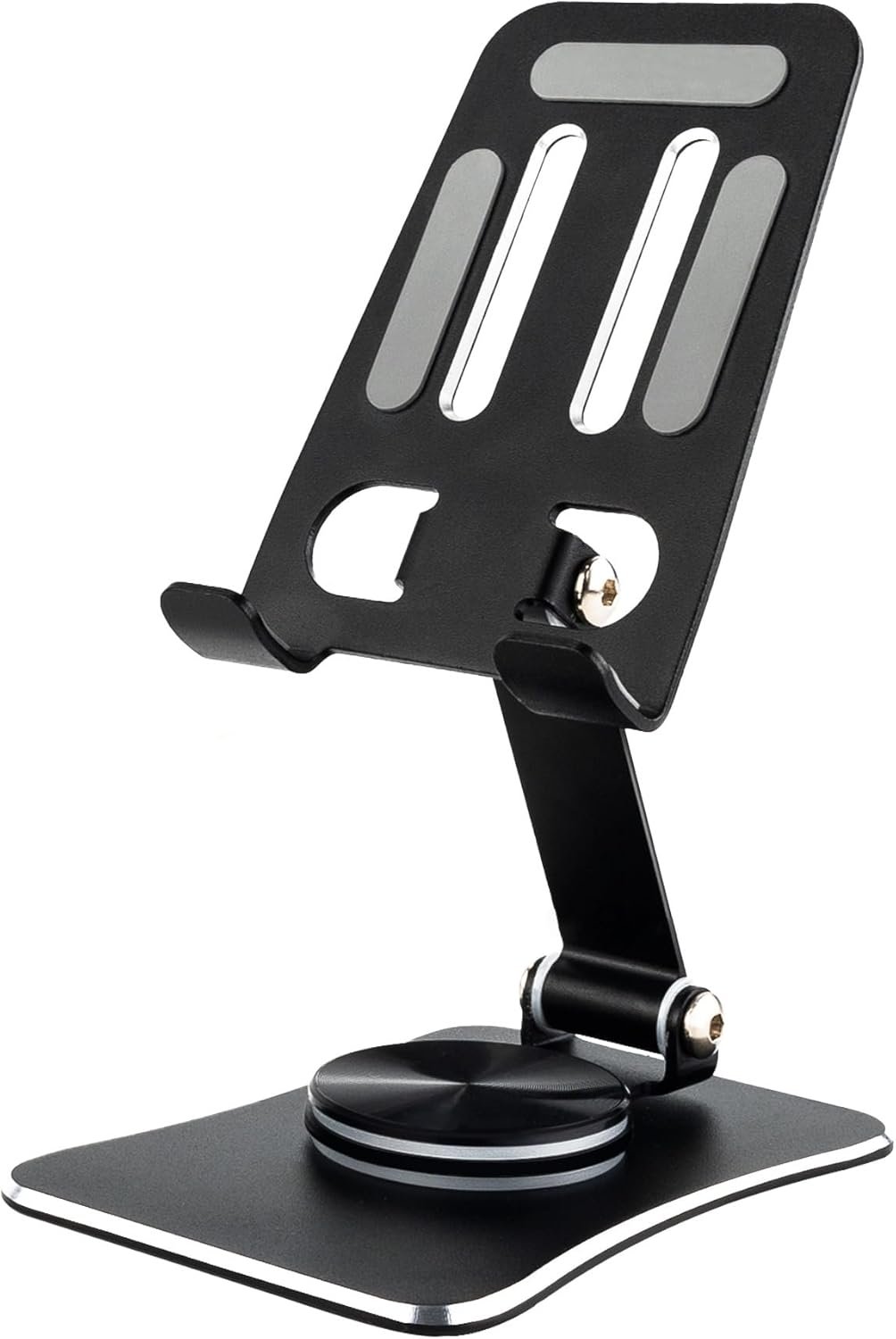 Support Téléphone Bureau Pliable, Porte Téléphone Rotatif 360° Hauteur et Angle Ajustables, Support Smartphone en Aluminium pour iPhone, Android et Tablettes 3,5–10,5''