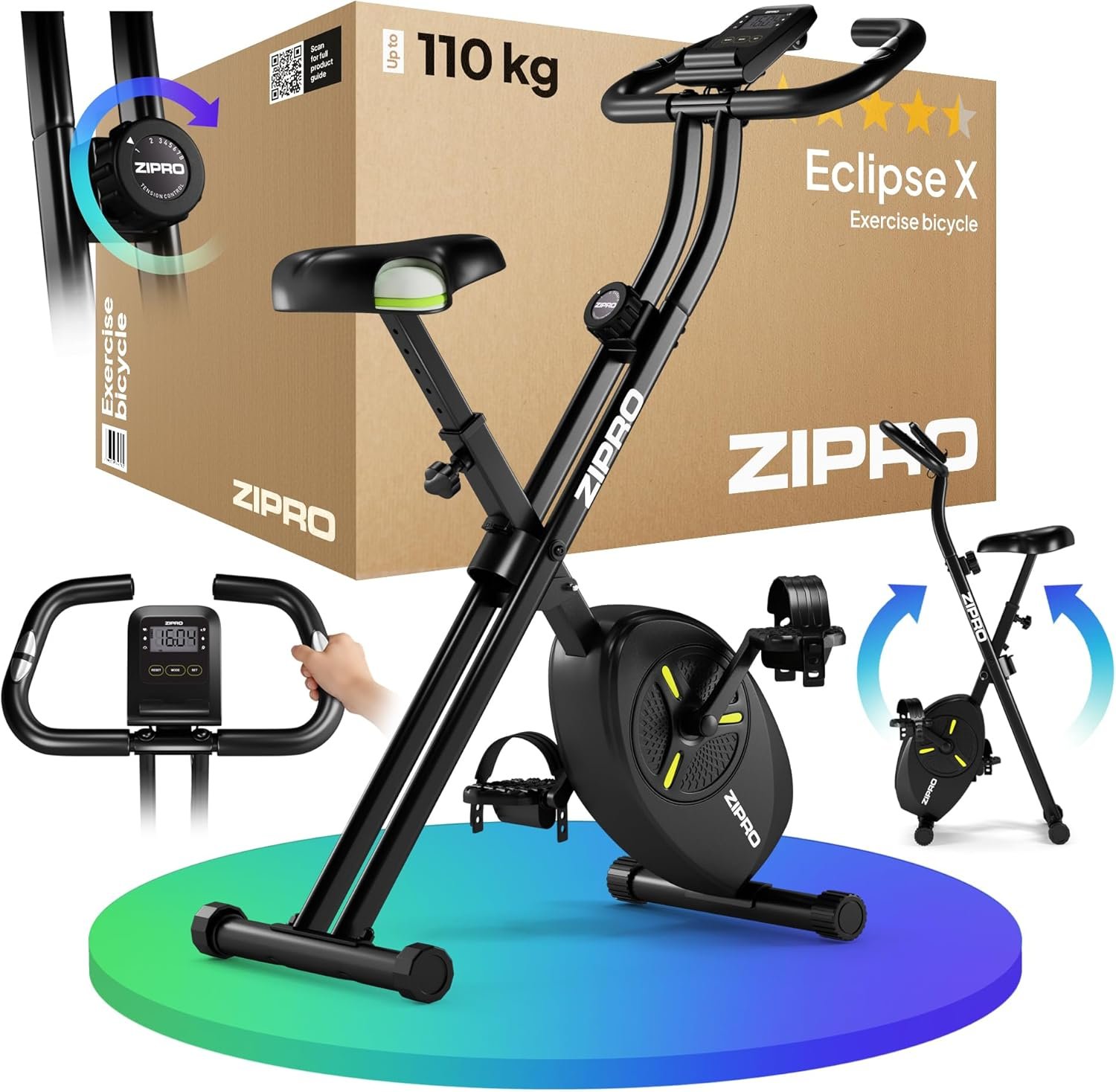 Vélo D'appartement Pliable Elliptique Cardio-training Home Trainer Connecté