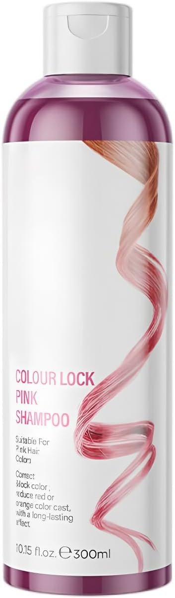 Shampooing Protecteur de Couleur 300ml, Soin Hydratant et Lumière pour Cheveux Colorés, Préserve l'Éclat et Intensité de la Teinte, Formule Douce Revitalisante(Rose)