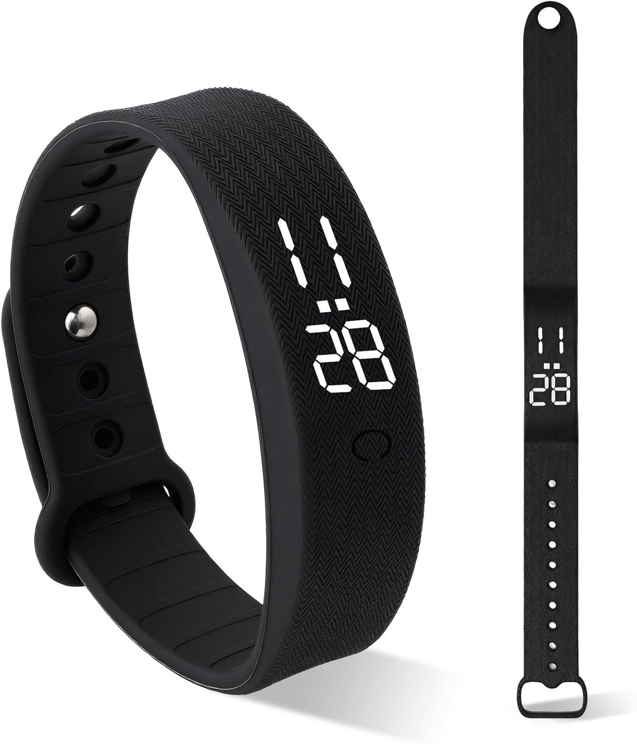 Bracelet Réveil Vibrant Intelligent avec Moniteur de Sommeil et Podomètre, Alarmes Silencieuses, Étanche, Autonomie 25 Jours, Affichage LED, Design Confortable pour Sport et Quotidien Noir