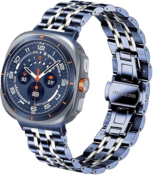 Bracelet compatible avec Samsung Galaxy Watch Ultra 47 mm (2025/2024), bracelet de rechange en acier inoxydable massif pour Galaxy Watch Ultra 2/Ultra 47 mm pour homme et femme