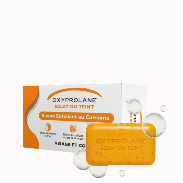 Savon Exfoliant au Curcuma OXYPROLANE® – Éclat du Teint & Unification – Visage & Corps – Peau Lumineuse, Hydratée & Douce