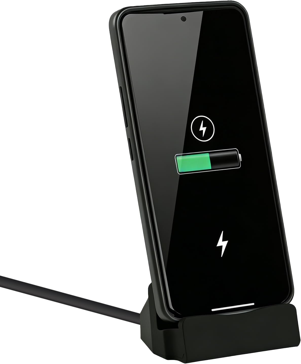Station de Charge Dock USB C & Câble, Noir, Dock de Chargement Vertical avec Câble Intégré, Support Chargeur Téléphone Stable pour Smartphones USB-C, Charge et Synchronisation Rapides au Bureau