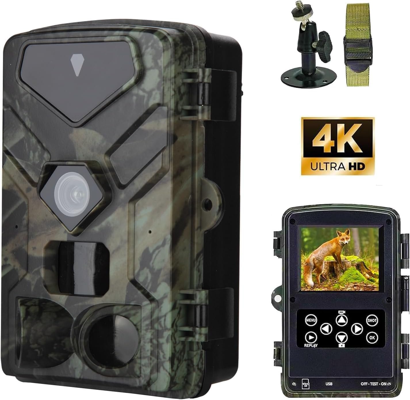 Caméra de Chasse, 50MP 4K HD Camera Chasse Nocturne, IR 850nm Piege Photographique, 0.2s Capture Rapide, Étanche IP65 Camera Chasseur, Carte Mémoire Non Incluse (HC883A)