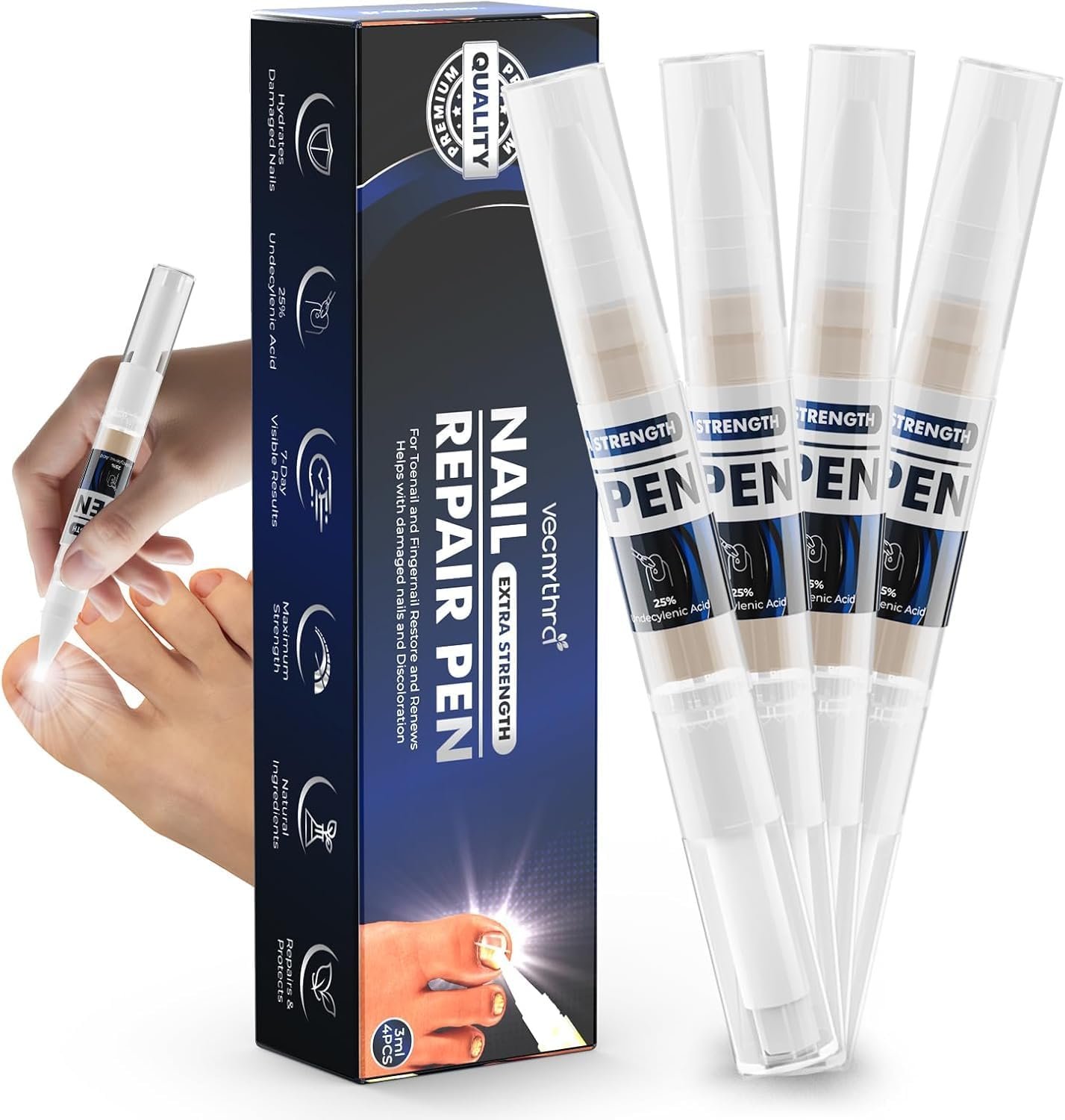 Kit Stylo Champignon pour les ongles, Stylo de réparation des ongles Antifongiques pour les Ongles endommagés, Traitement mycoses ongles orteils Extra Fort pour les ongles cassés et décolorés
