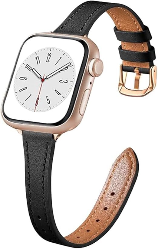 Les Bracelets Apple Watch pour Femmes, Bracelet en Cuir Fin 40mm 38mm 41mm 42mm 44mm 45mm 46mm Première Qualité pour iWatch Series 11 10 SE 9 8 7 6 5 4 3 2 1