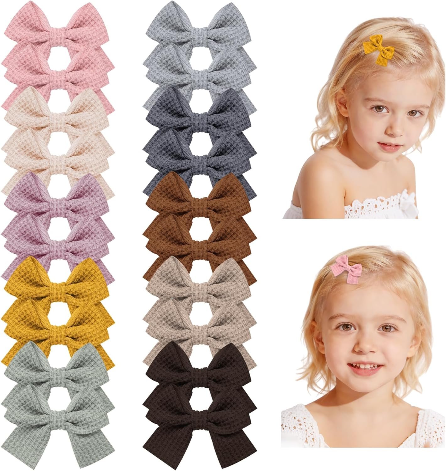 20 Pièces Barettes Cheveux Fille, Nœuds à Cheveux, Barrettes Bébés Filles Ruban Complet Recouvert, pour Enfant Petite Tout-Petits
