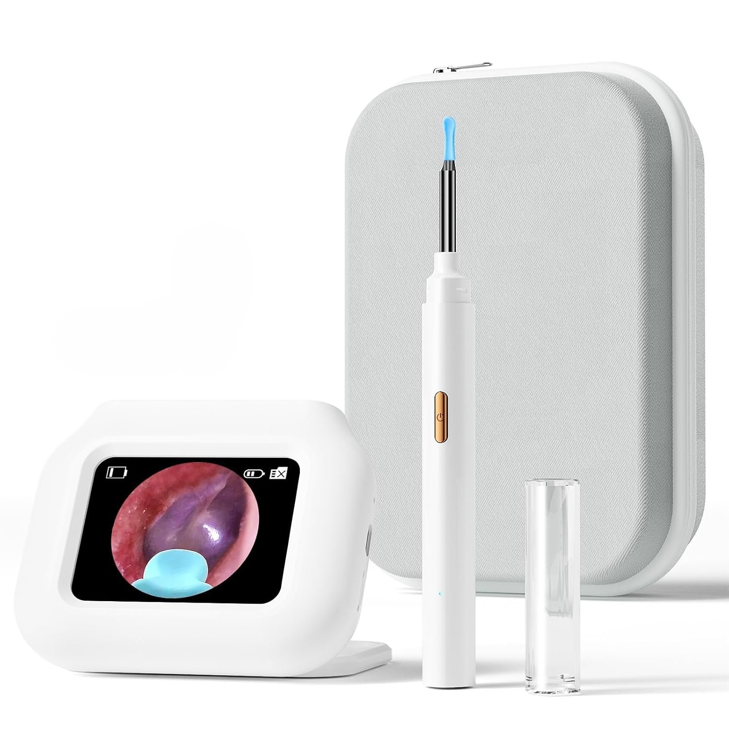 Otoscope Cure Oreille Avec Écran Intégré Et Gyroscope, Pas De Téléphone, Pas D'Application, Pas De WiFi, Nettoyage Caméra 1080P HD Avec 6 LED, Kit Élimination Cérumen