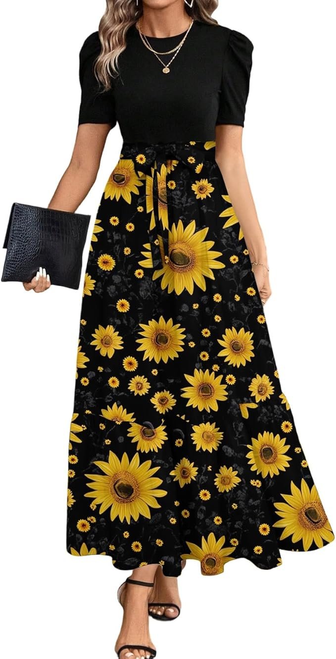 Robes d'Eté pour Femmes Chic Vintage Amincissante Fleurie Robes Femme