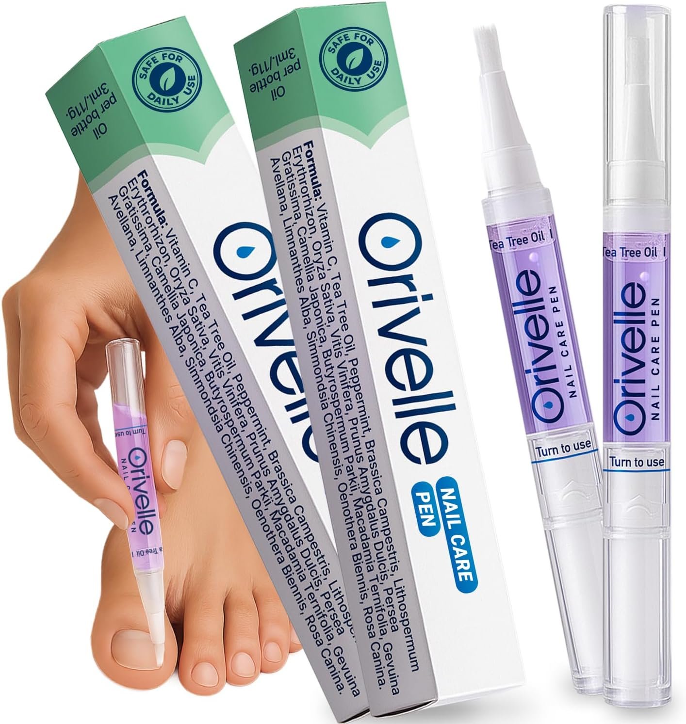 Stylo de Soin Cosmétique pour Ongles, Stylo Embellisseur d'Ongles à l'Huile d'Arbre à Thé, Pour Ongles des Mains et des Pieds, Lot de 2
