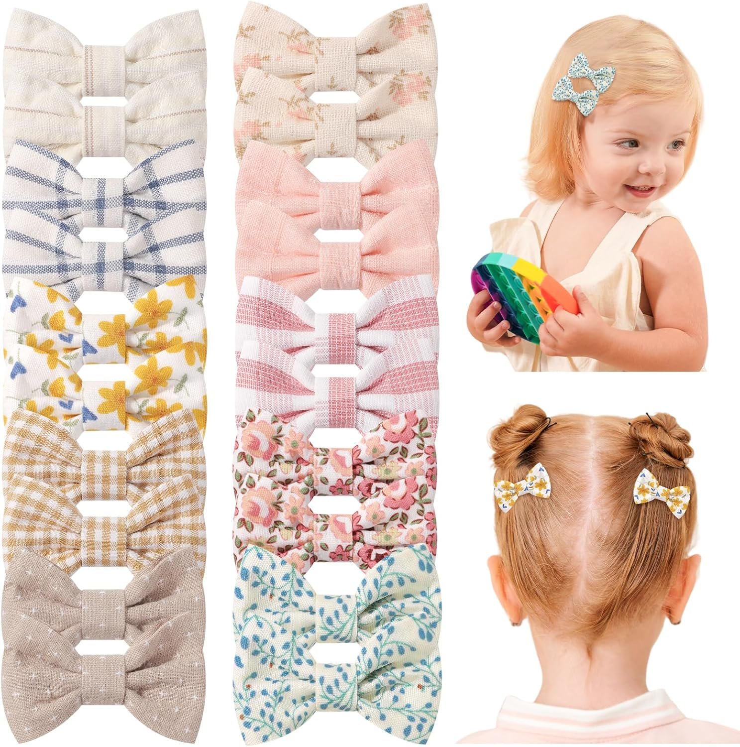 20pcs Barettes Cheveux, 2 Pouces / 5 cm Pince Noeud Cheveux Bébé Pince Cheveux Accessoires pour Enfant Petite Fille Tout-Petits