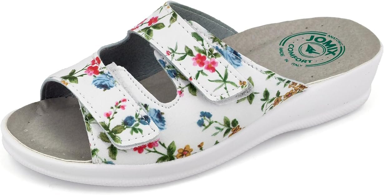 Sandales Femme Compensé avec Scratch Chaussons d'été Orthopédique Confortables Sabots Anatomiques Fabriqué en Italie