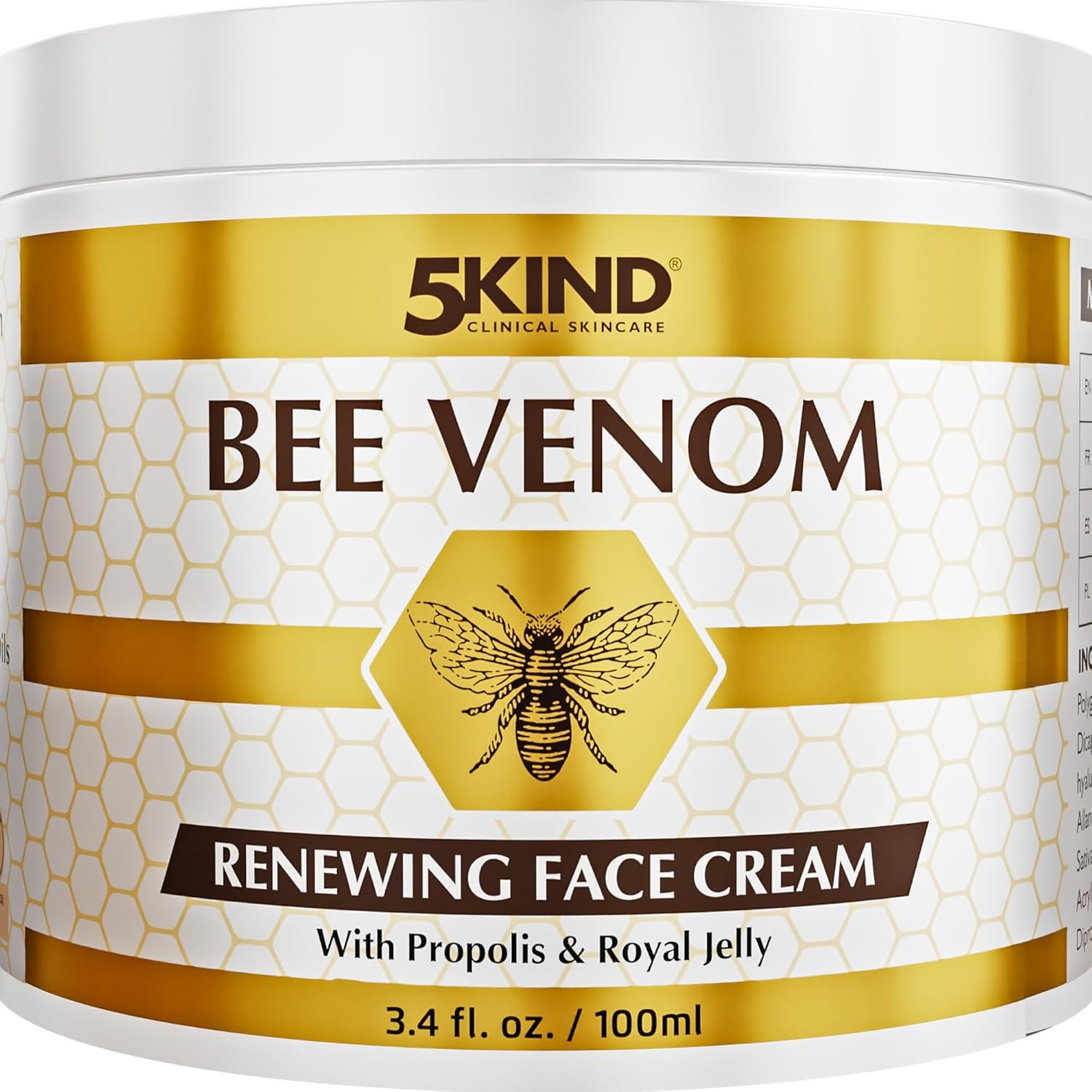 Crème Visage Régénérante au Venin d’Abeille 5Kind avec Propolis & Gelée Royale 100 ml - Crème Anti-Âge au Venin d’Abeille pour Femmes & Hommes - Crème au Venin d’Abeille contre les Rides