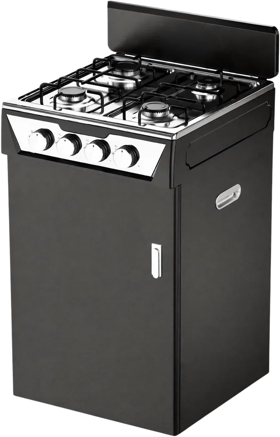 CUISINE À GAZ 4 FEU - RÉchaud à gaz 4 feux avec compartiment porte-bouteille | NOIR [Classe énergétique A+]