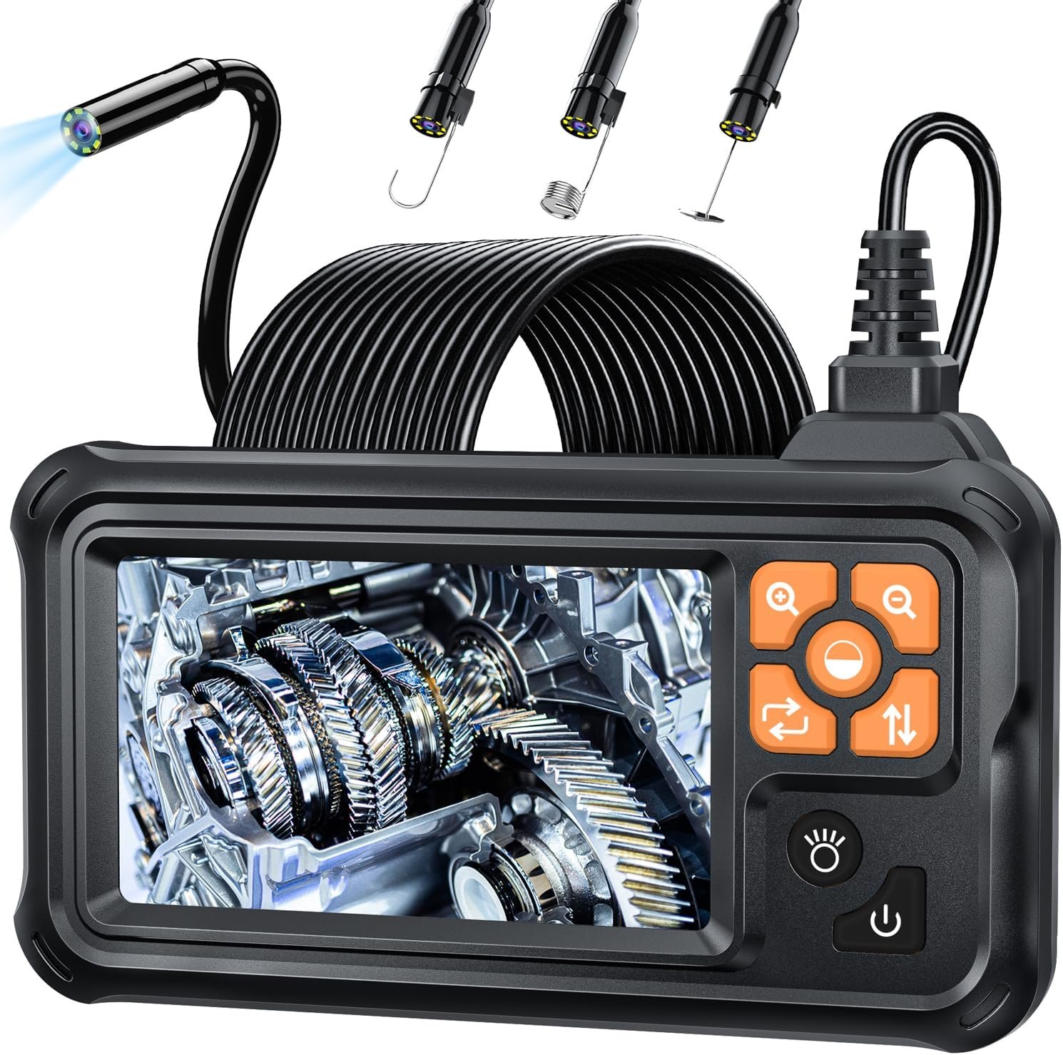 Endoscope Industrielle, Caméra de Inspection HD 1080P avec Écran IPS 4,3 Pouces, Caméra Endoscopie IP67 Étanche avec 8 LED, Caméra Serpent pour Automobile, Mur, Canalisation-20M
