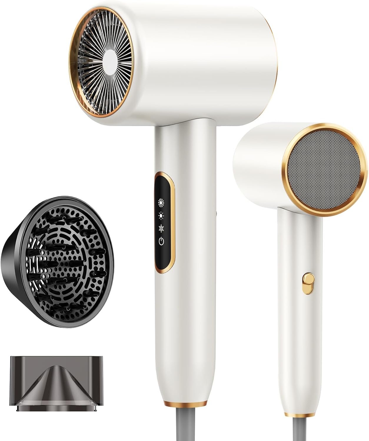 Sèche-cheveux Professionnel Ionique, Puissant et Léger Hair Dryer, 2400W Séchage Rapide, Répartition Uniforme de Chaleur, 3 Températures 2 Vitesses Sèche Cheveux et Accessoires Concentrateur Diffuseur
