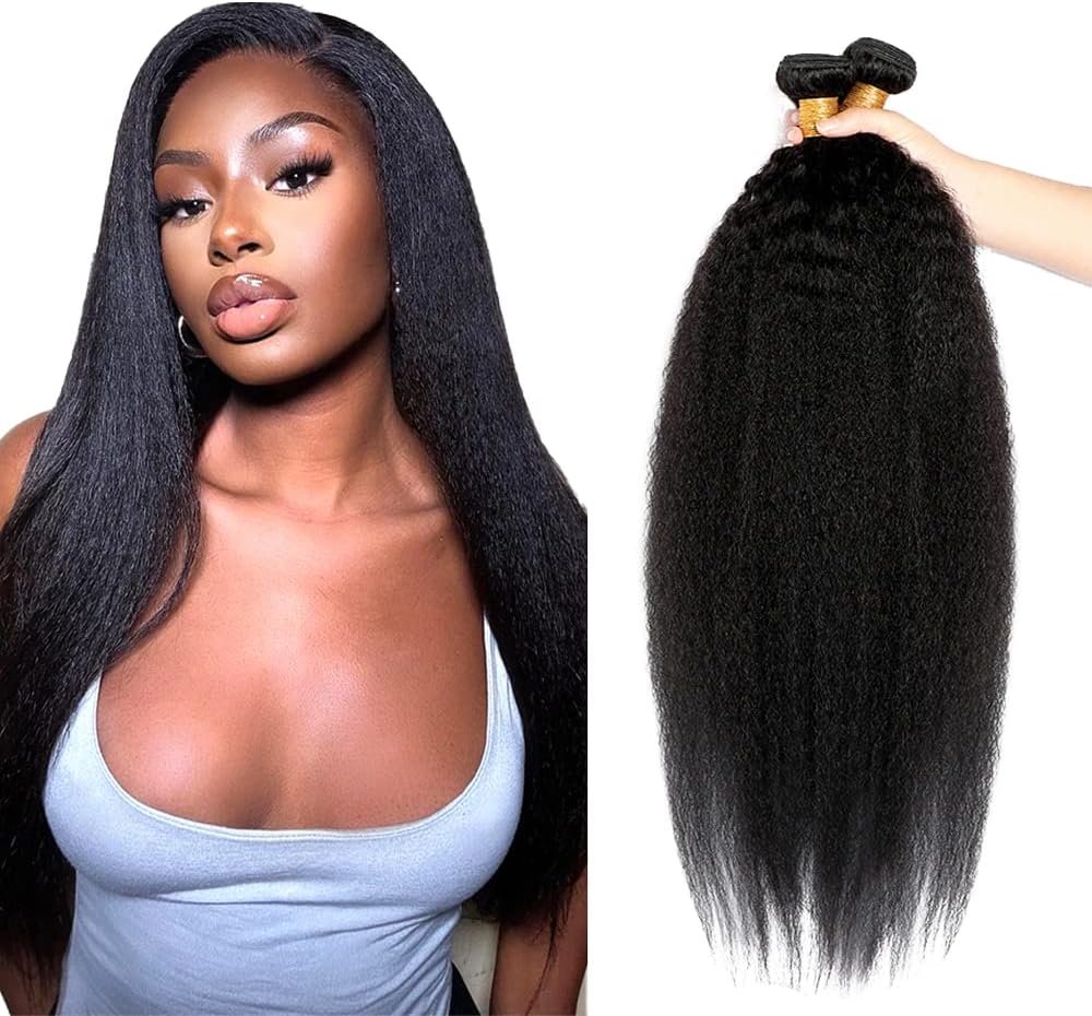 Tissage Naturel Cheveux Humain Tissage Bresilien Yaki Straight Bundles Human Hair Natural Black Unprocessed Virgin Hair Double Weft Extension Minimal Smell for Women 12 12 12 Inch Couleur #1B-Natural Black-BD-YK.