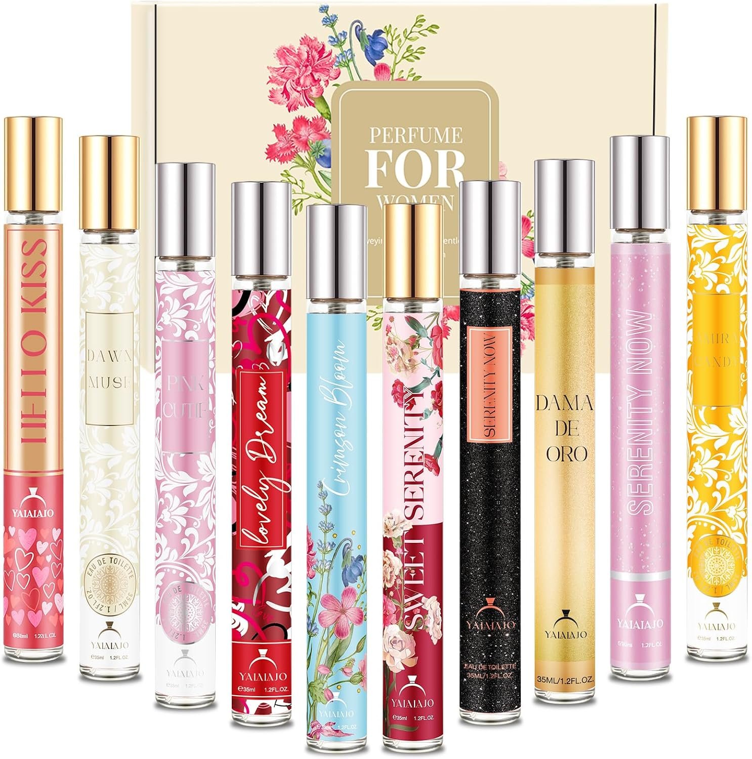 10 pièces parfum premium cadeau pour femmes set d'eau de toilette pour dames, mini parfums pour dames avec notes florales, fruitées et boisées, parfum de voyage cadeau pour filles mères