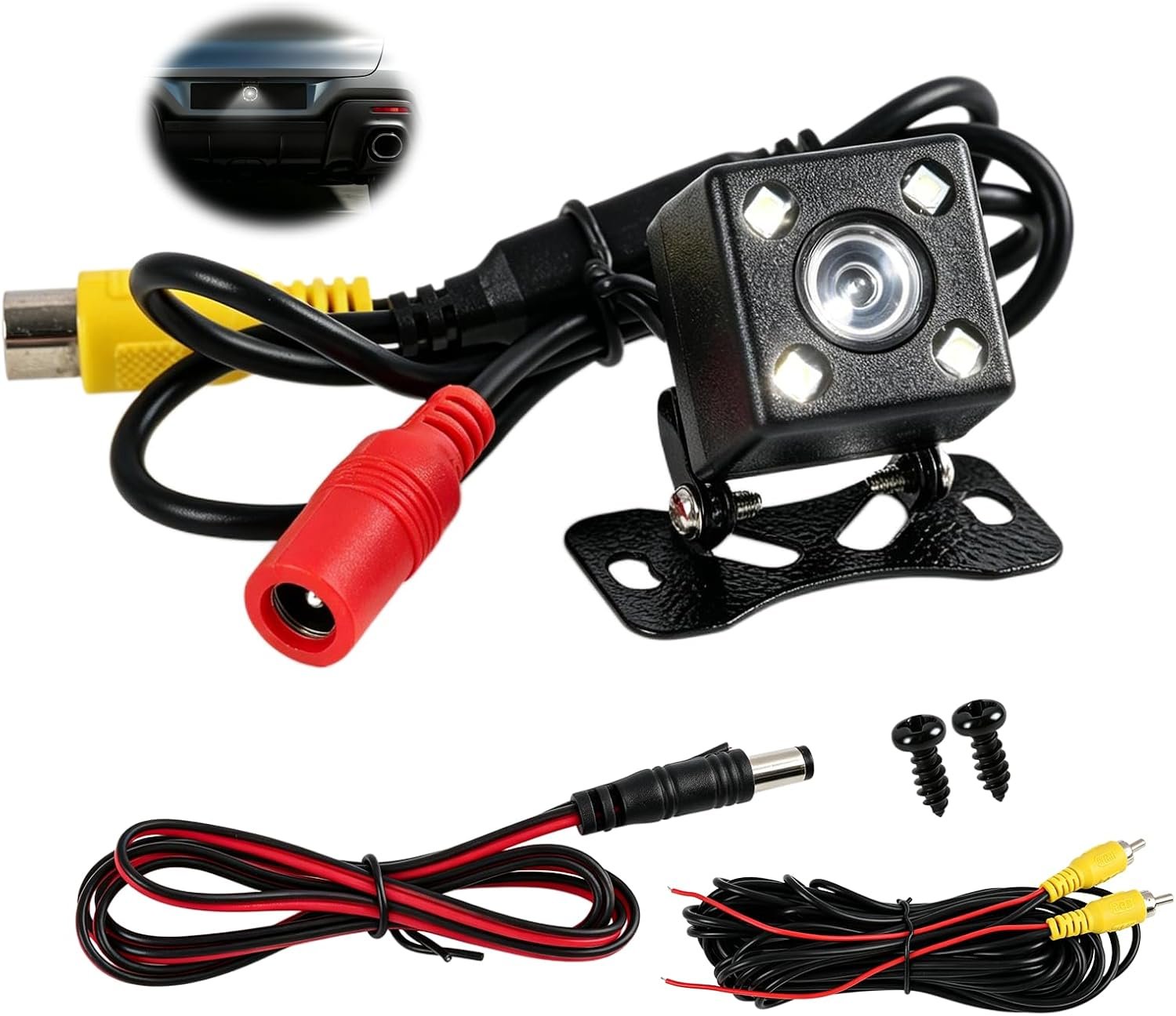 Caméra de Recul Voiture 1080P Ultra HD avec Vision Nocturne LED - Fish-Eye 180° Grand Angle - Étanchéité IP68 - Installation Facile pour Voitures SUV Camions Utilitaires Camping-Cars