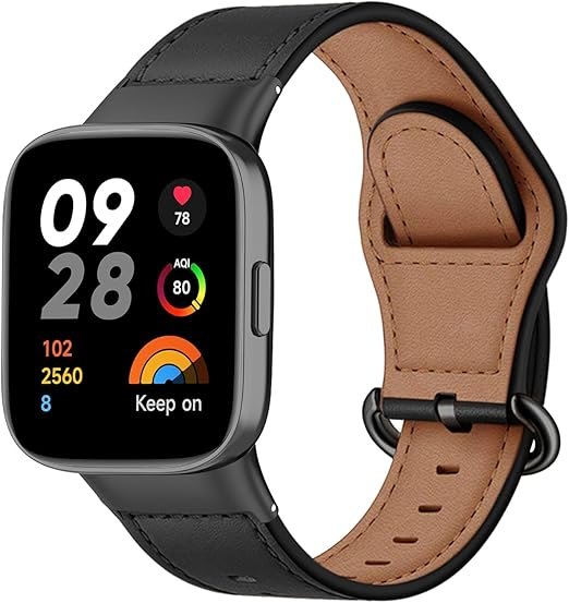 Bracelet en PU Cuir Compatible avec Xiaomi Redmi Watch 3, Bracelets de Remplacement pour Xiaomi Redmi Watch 3