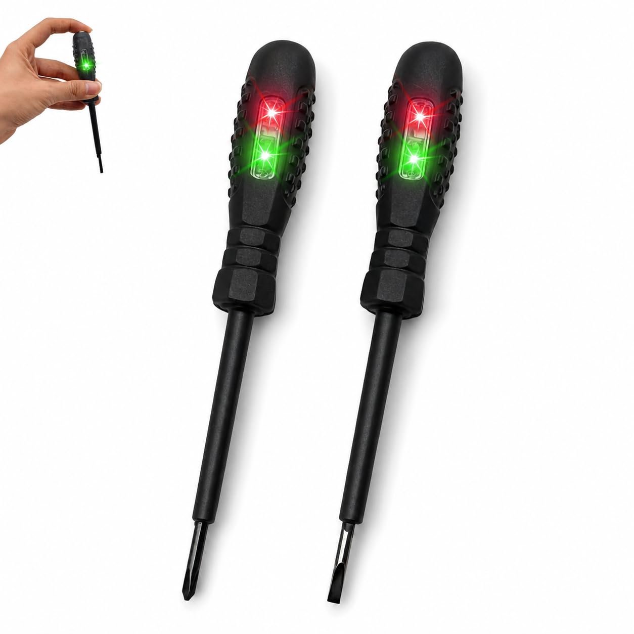 Lot de 2 Tournevis Testeur De Tension 2en-1, 12-220V Tournevis Magnétique À Couple Fort Élevé, Stylo De Test Électrique Réactif pour La Détection, Détecteur D'électricité Lumineux Bicolore