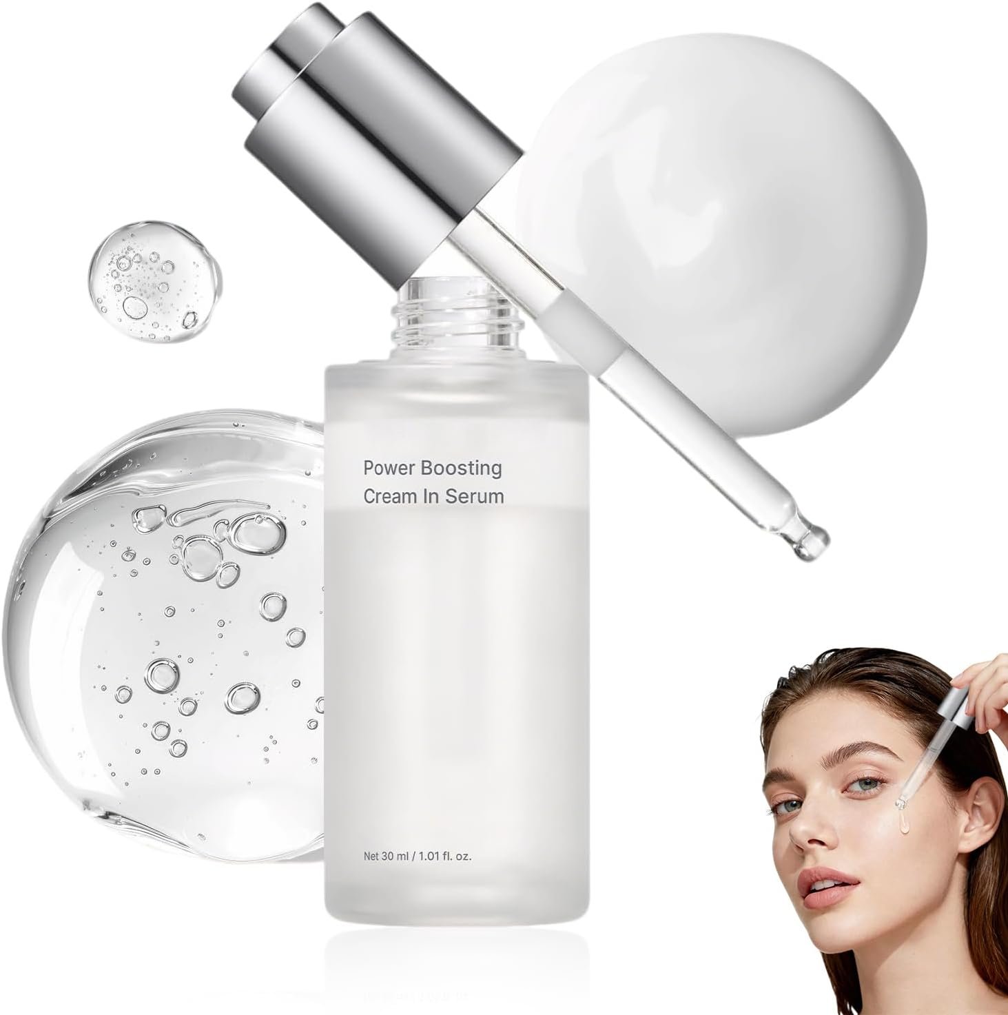 Sérum de Collagène à Pénétration Profonde, Essence Anti-Âge à l’Acide Hyaluronique & Vitamine C, Soin Raffermissant et Hydratant, Lissant les Rides pour un Teint Juvénile