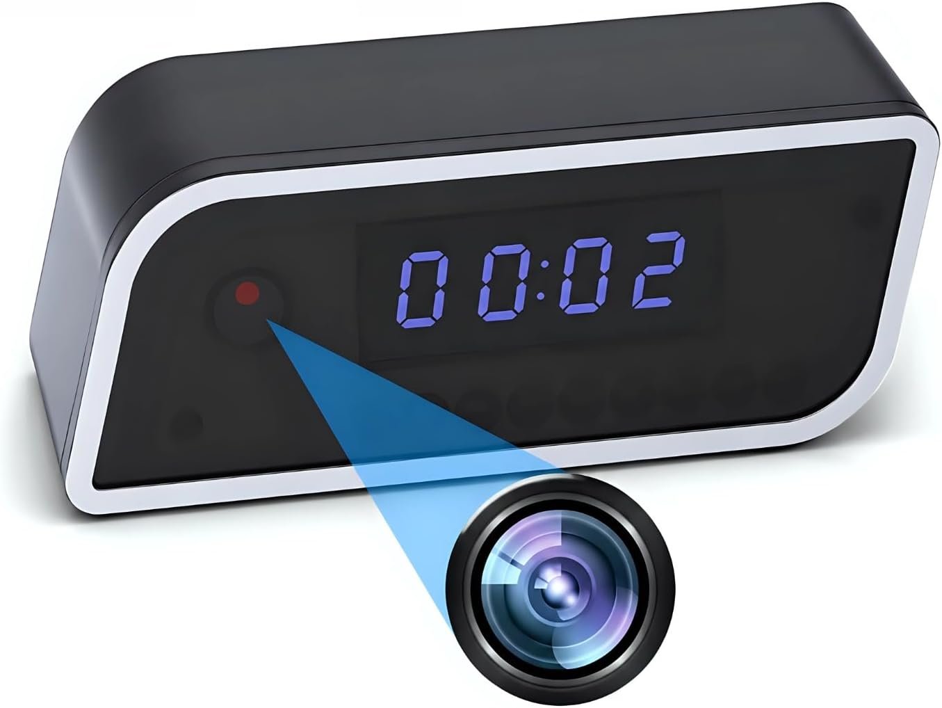 Horloge Caméra WiFi, Caméra de sécurité Intérieure sans Fil avec Objectif Grand Angle 130° et Détection de Mouvement, Vision Nocturne, 1500 MAh