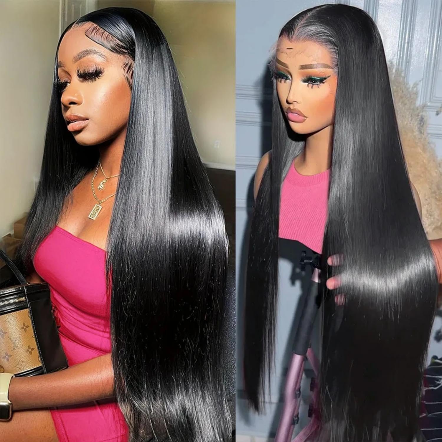 20 Pouces Perruque Femme Naturelle Brésilien 180% Density 13X4 Straight Transparent Lace Wig Human Hair Perruque Cheveux Humain12A Brazilian Glueless Wigs Couleur Naturelle（51cm）
