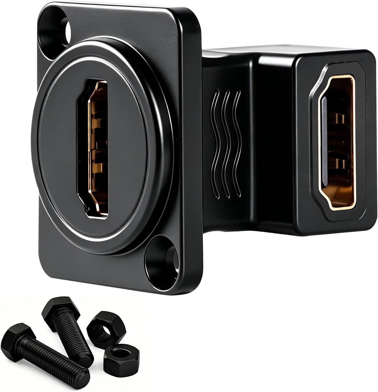 Adaptateur HDMI 2.0 4K pour montage sur panneau – Connecteur femelle-femelle type U coudé à 90°/270°, prise traversante Bulkhead 18 Gbit/s, 4K à 60 Hz, contacts plaqués or – Compatible panneau 86/XLR, TV et projecteur