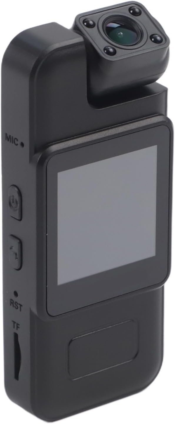 Mini caméra WiFi 4K avec objectif rotatif à 180°, caméra de poche portable pour capture audio vidéo, écran 1,54", 1000 mAh, détection de mouvement, noir