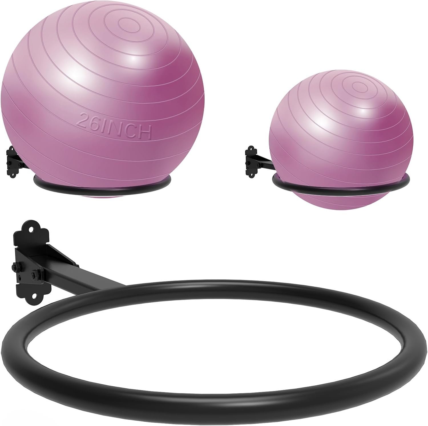 Foldable Yoga Ball Wall Mount Holder, Fits 12-26 Inch Fitness Balls