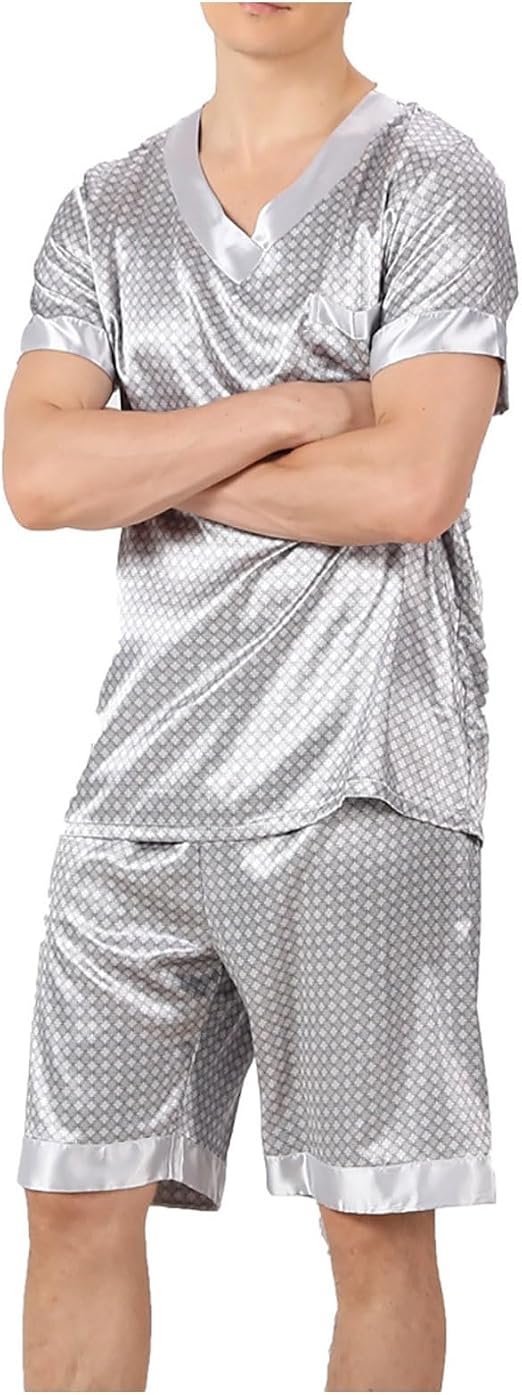 Pyjama Homme été Soie glacée Respirant Confortable Luxueux Doux léger Souple élégant Ensemble Short Maison vêtement Nuit