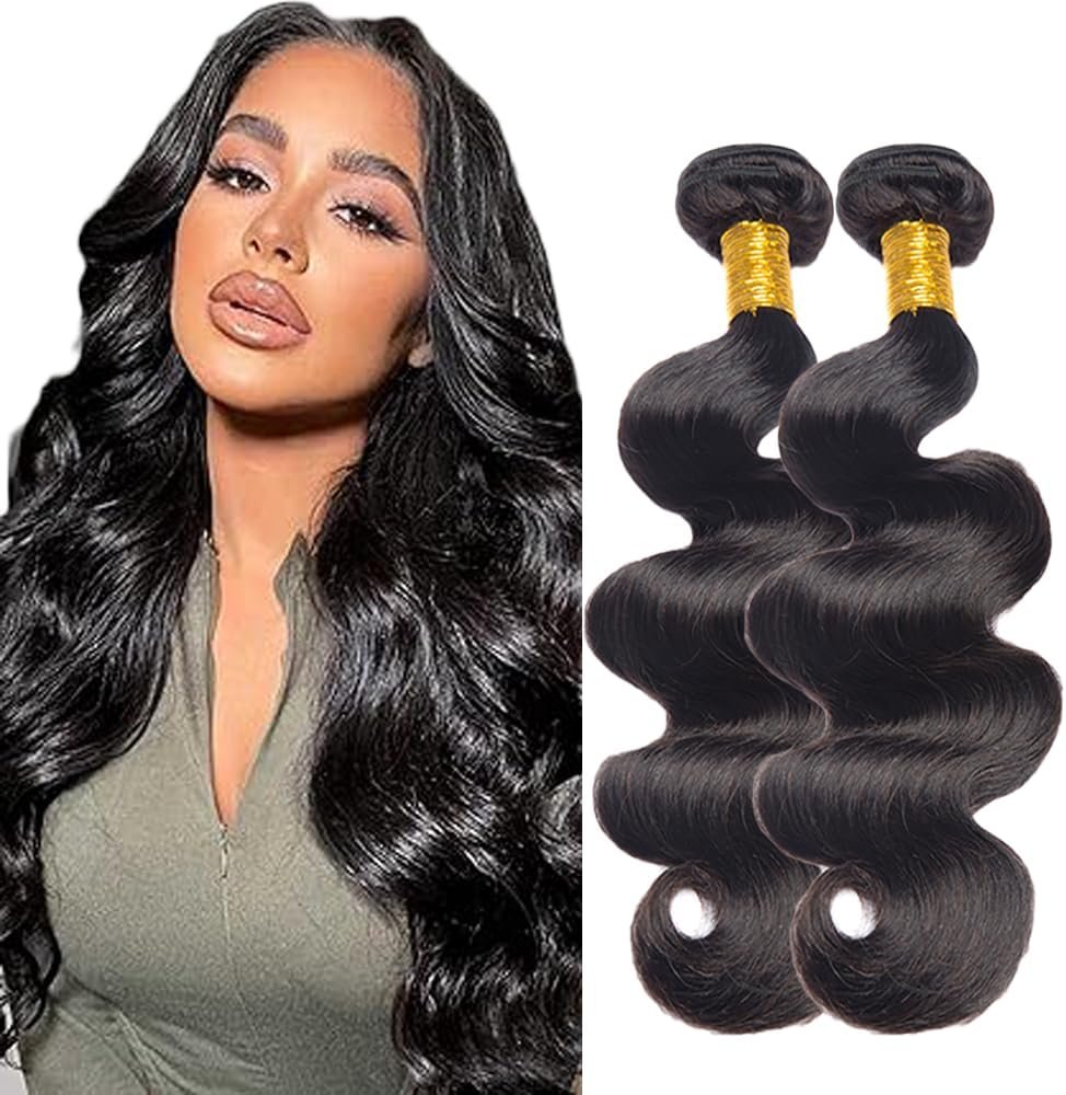 Menschliches Haar Bundles Human Hair Extension Body Wave Unprocessed Brazilian Virgin Weave Hair Natural Black Naturlockiges Menschliches Haar Bundles for Women 50g/Bundle 12 12 Inch Couleur #1B B