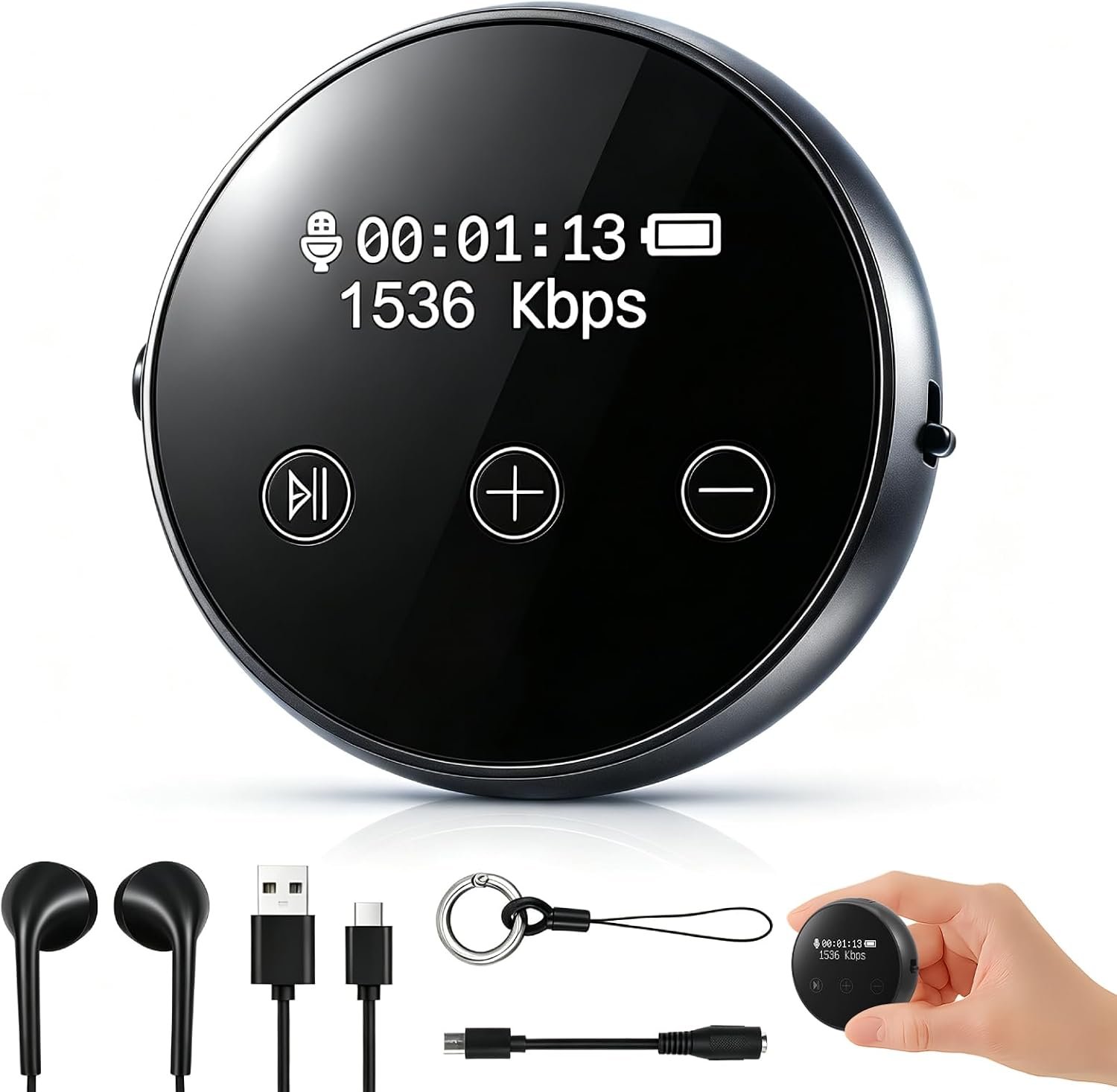 64GB Micro Espion Ecoute a Distance, avec Triple Réduction du Bruit DSP, Dictaphone Vocalet Activation, Mot de Passe, Enregistreur Vocal Espion Discret pour Cours, Réunions, Entretiens