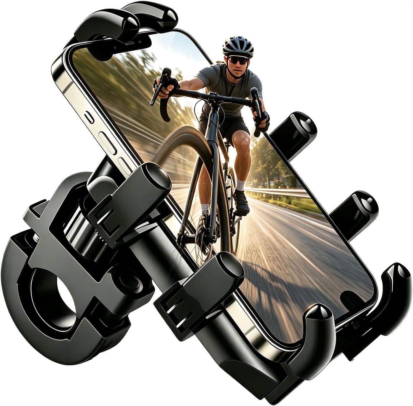 Support Telephone Velo, Support Telephone Trotinette Electrique [Libération Rapide & Rotation 360°] Support Téléphone Moto, Verrouillage Sûr Porte Téléphone Vélo, pour Smartphones 4.7"-6.9"