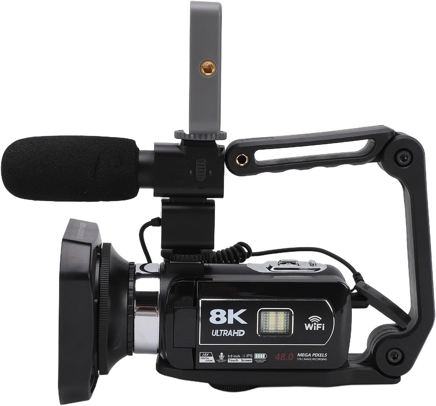 Caméscope HD 64MP avec Enregistrement Vidéo 8K et Zoom Numérique pour Les Créateurs de Contenu, Camping et événements