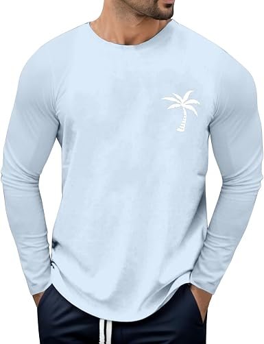 T-Shirts À Manches Longues Homme Chemise Hawaïennehabillé Tee Shirt Sport