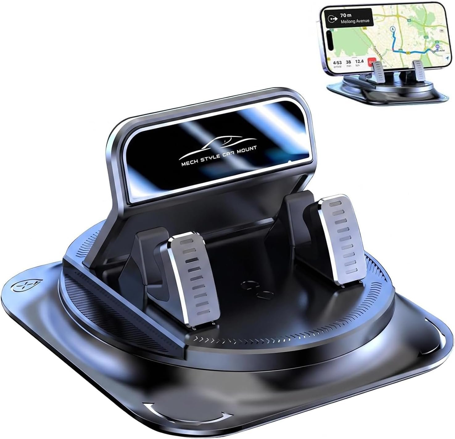 Support de téléphone pour tableau de bord, support de téléphone de voiture avec rotation à 360 degrés, réglable, antidérapant, utilisation à une main, support de téléphone pour intérieur