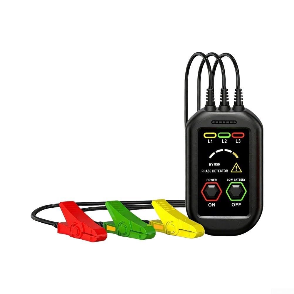 Testeur de Tension Triphasé avec pour alarme Sonore LED Testeur Détection inductive sûre, pas de dénudage, plage AC 60-1000V, pour idéal électriciens pro