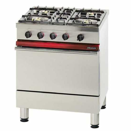 Fourneau 4 feux vifs 1 four gaz gastronorme 1/1