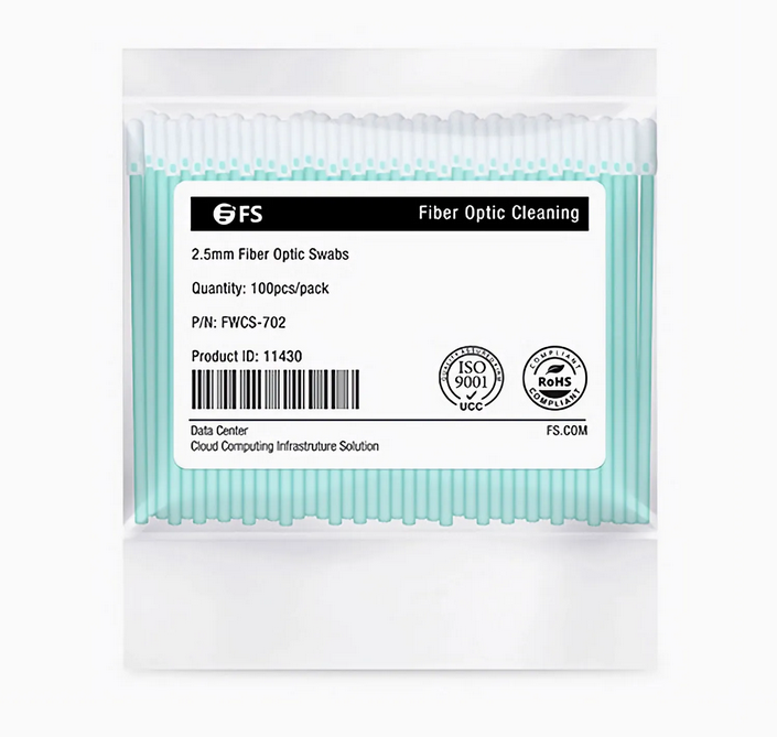 Bâtonnet de Nettoyage à Fibre Optique sans Peluche en Mousse 2,5mm (100pcs/Paquet)