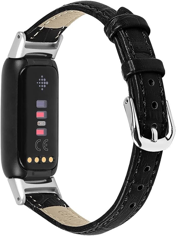 Bracelet en cuir compatible avec Bracelet Fitbit Luxe, Bracelet en Cuir Souple et Respirant, Bracelet à Boucle en Métal, Bracelet de Remplacement pour Fitbit Luxe Fitness and Wellness Tracker