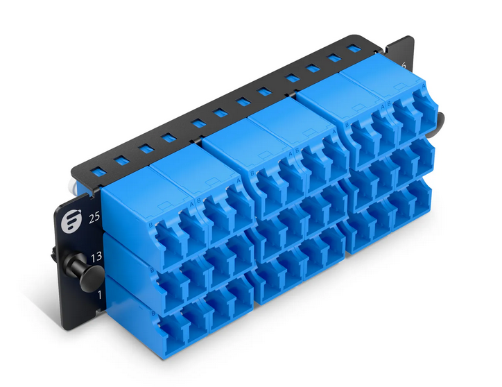 Panneau d'Adaptateur à Fibre Optique FHD®, 36 Fibres OS2 Monomode, Adaptateur 18 Ports LC UPC Duplex (Bleu)