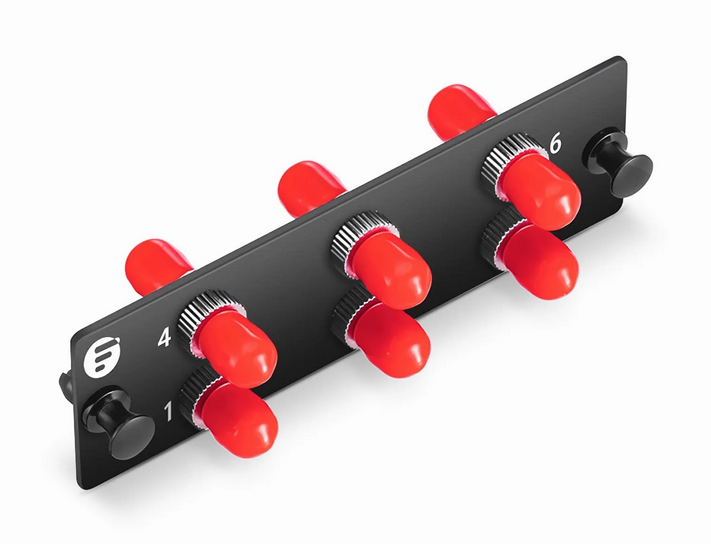 FHD® Fiber Adapter Panel, 6 Fibers OS2 Single Mode, 6 x ST Simplex (Plated) Adapter, Ceramic Sleeve