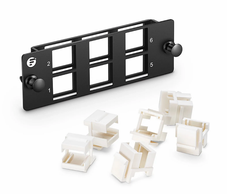 Panneau Modulaire Multimédia FHD® 6 Ports Cuivre/Fibre avec 6 x Clips en Plastique