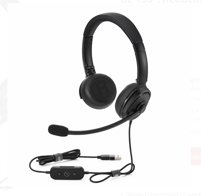 Casque d'Écoute USB Multifonctionnel avec Microphones ECM et MEMS, Angle de Rotation de 150°, Réduction du Bruit, Plug-and-play