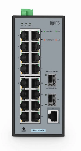 IES3110-16TF, Switch Industriel Manageable Gigabit Ethernet L2 à 16 Ports, 16x 10/100/1000BASE-T et 2x SFP 1Gb