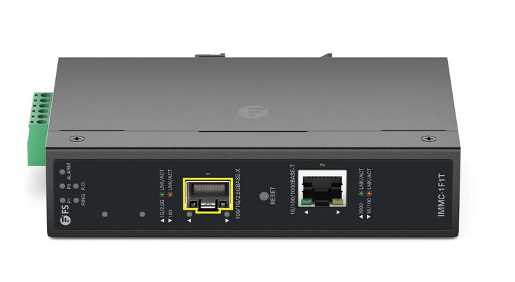 Convertisseur de Média Gigabit Ethernet Géré Industriel, 1x 10/100/1000Base-T RJ45 vers 1x 100/1000/2500Base-X SFP