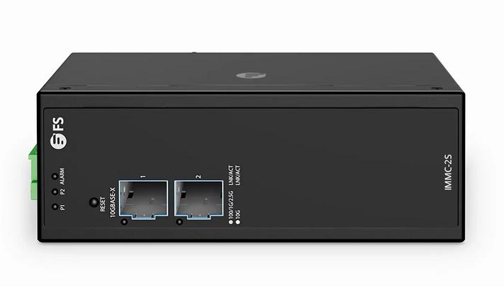 Convertisseur de média fibre optique 10 Gigabit géré industriel, 2x 100M/1G/2.5G/10GBase-X SFP+, norme de prise américaine